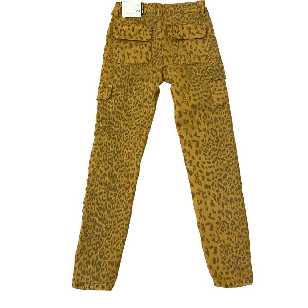 NEW KanCan Adelaide High Rise Super Skinny Jeans Cargo Pockets Leopard Print 24 - Picture 2 of 4